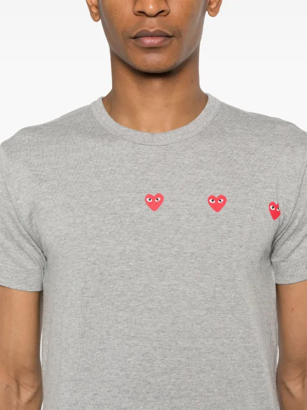 PLAY グレー ハートプリント Tシャツ 半袖 コムデギャルソン Comme Des Garçons Play ハートプリント Tシャツ | グレー