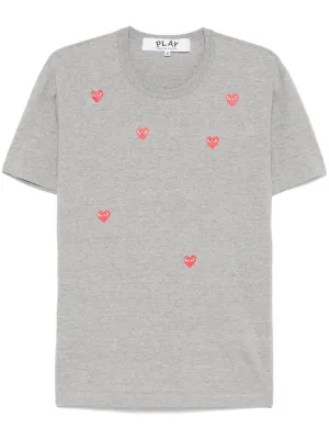 Comme Des Garçons Play Triple Hearts Cotton T-shirt | Grey | FARFETCH