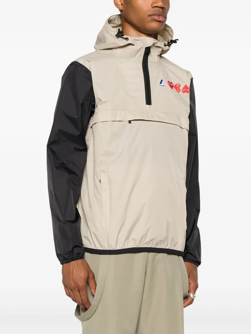 Comme Des Garçons Play x K-Way jack met capuchon en logo-print Beige