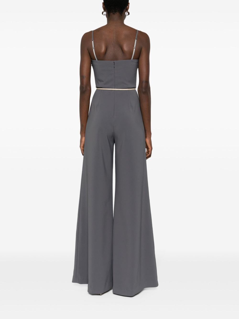 Elisabetta Franchi Jumpsuit met strikdetail en wijde pijpen Grijs