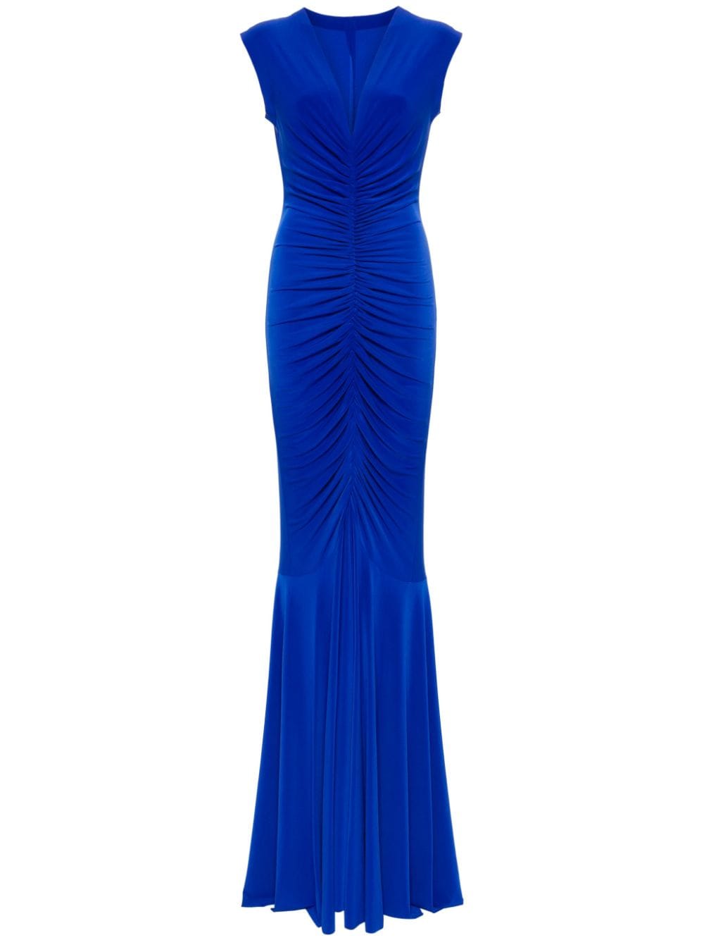 Norma Kamali Plunging V-neck Maxi Dress In Blue