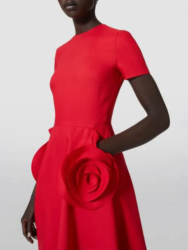 関税送料込Red Valentino Midi Dress RED Valentino Valentino Rose Pocket Midi Dress | Red | FARFETCH