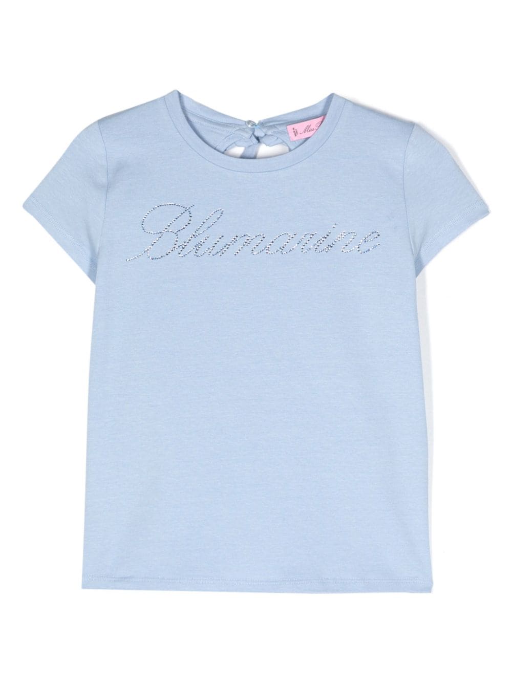 miss blumarine t-shirt à logo orné de cristal - bleu