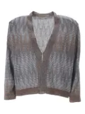 D.Exterior textured clasp-fastening cardigan - Blue