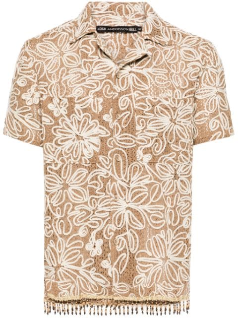 Andersson Bell floral-appliqué open-knit shirt