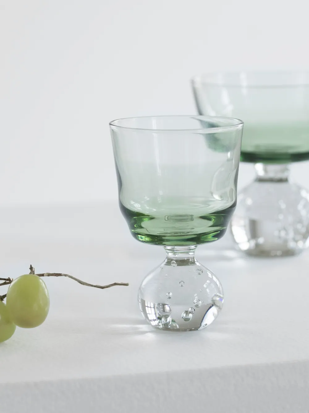 Serax Set Of Six Small Eternal Snow Stemmed Glasses In Green