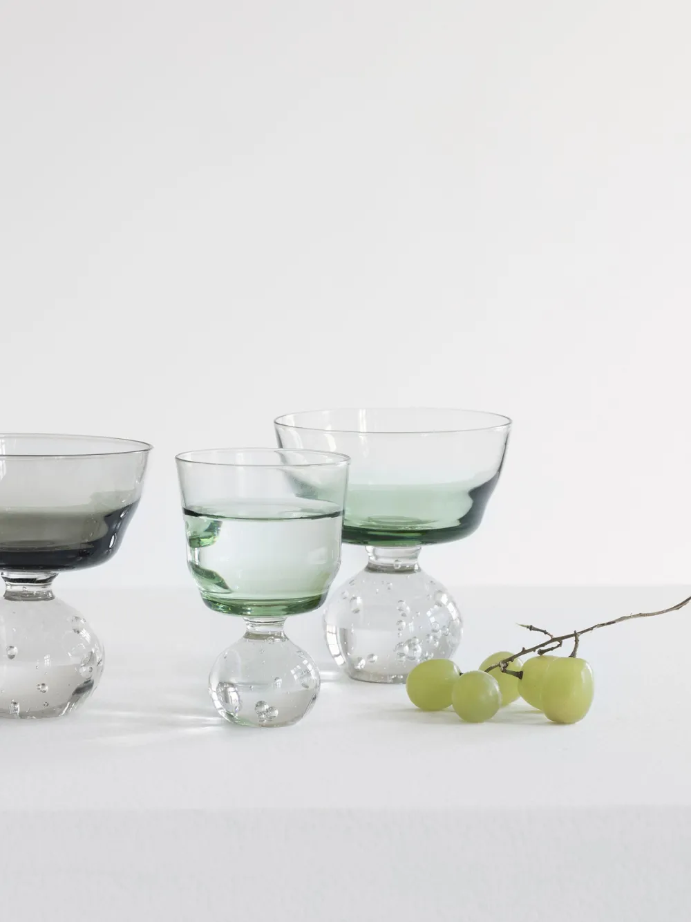 Serax Set Of Six Medium Eternal Snow Stemmed Glasses In Green