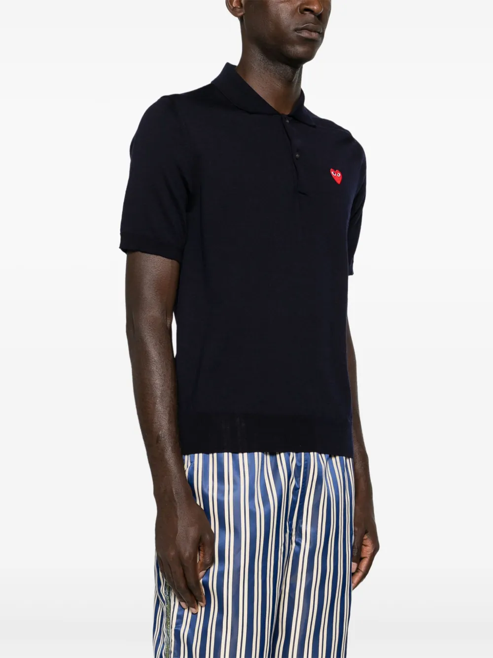 Comme Des Garçons Play Poloshirt met patch Blauw
