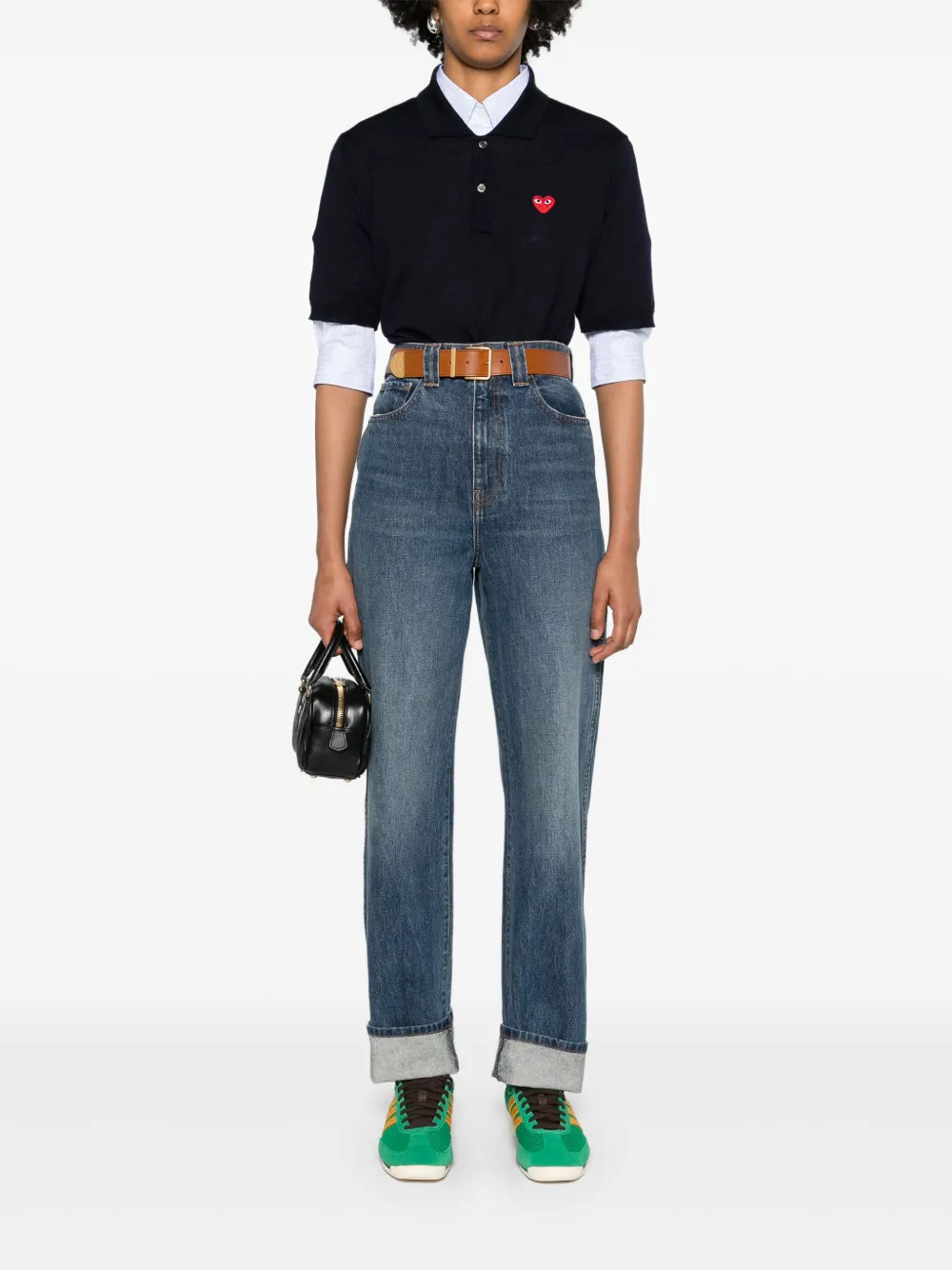 Comme Des Garçons Play Poloshirt met patch Blauw