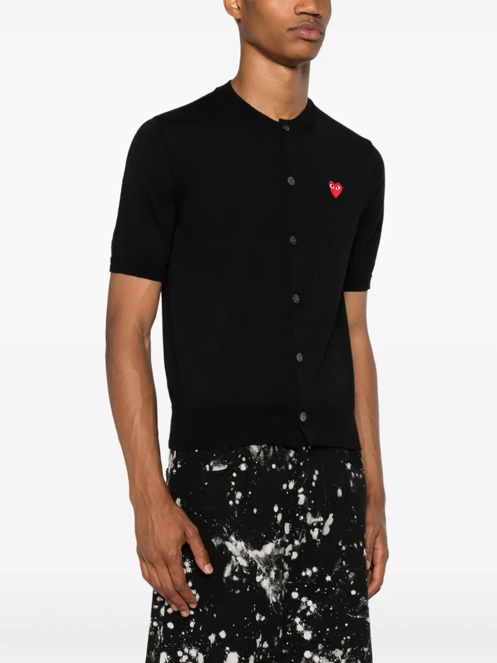 Comme Des Garçons Play Heart-patch Wool Cardigan In 黑色