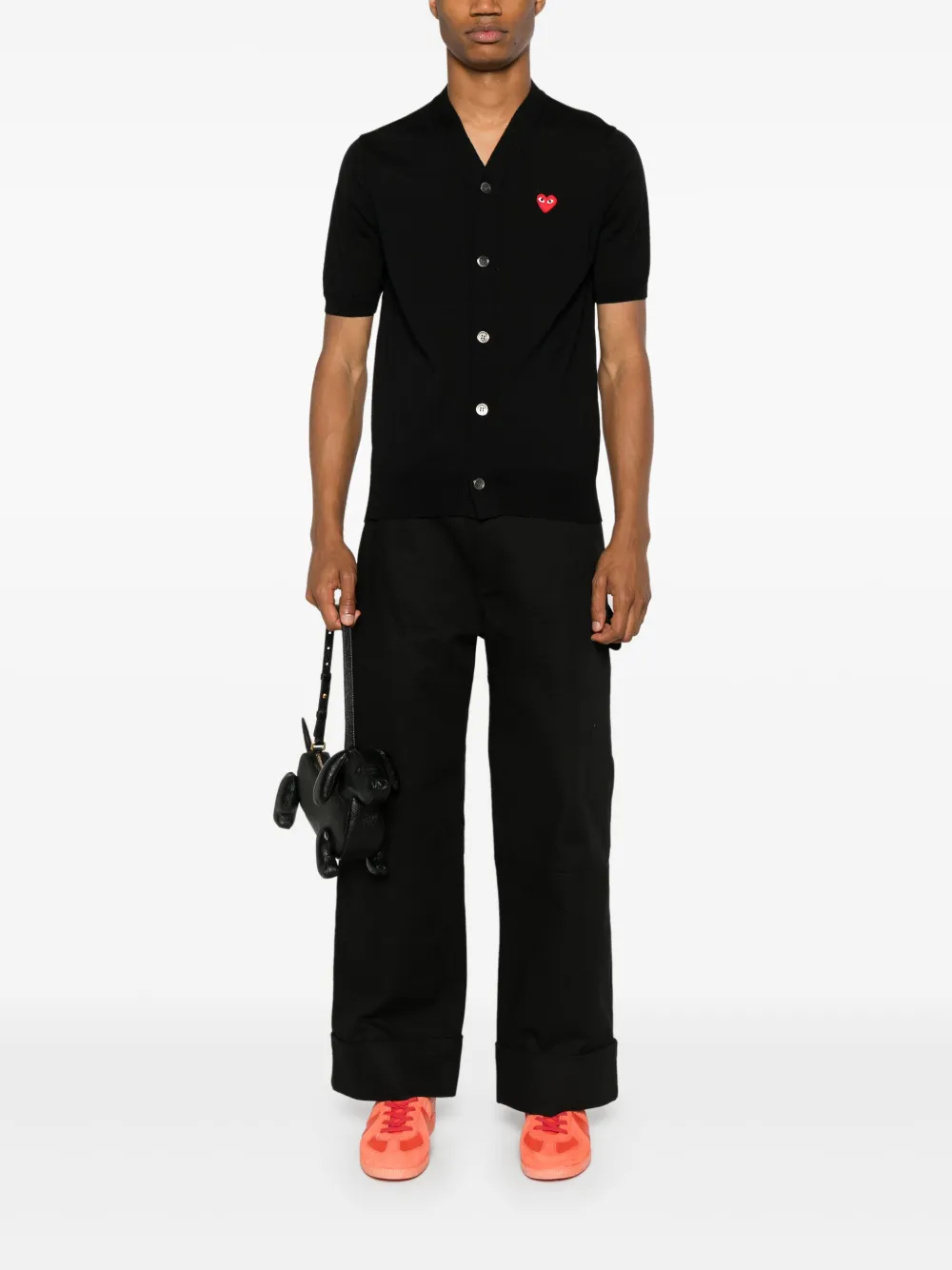 Comme Des Garçons Play Wollen vest met V-hals - Zwart