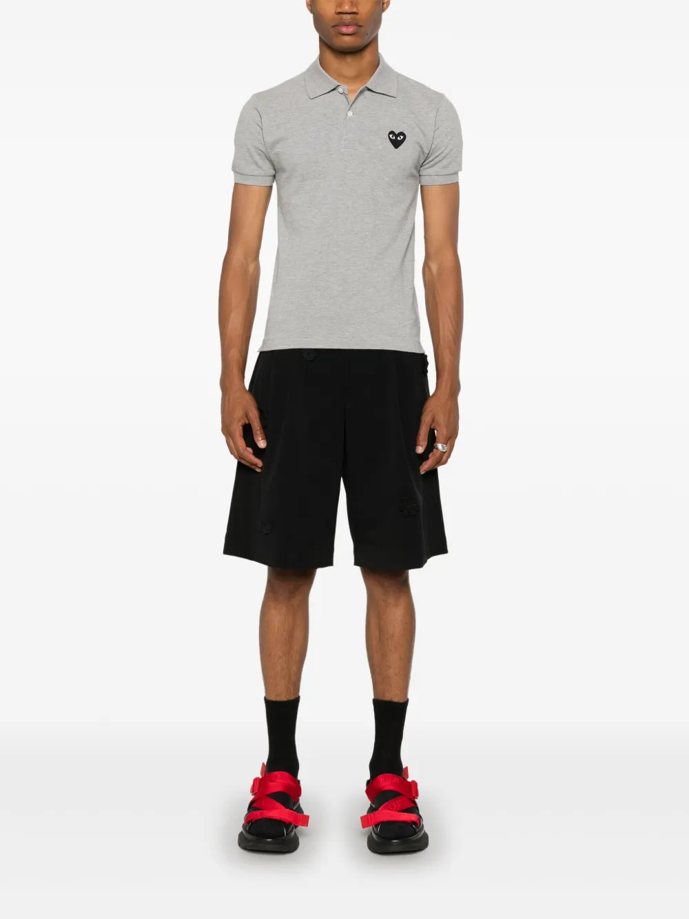Comme Des Garçons Play Piquè poloshirt met hartpatch Grijs