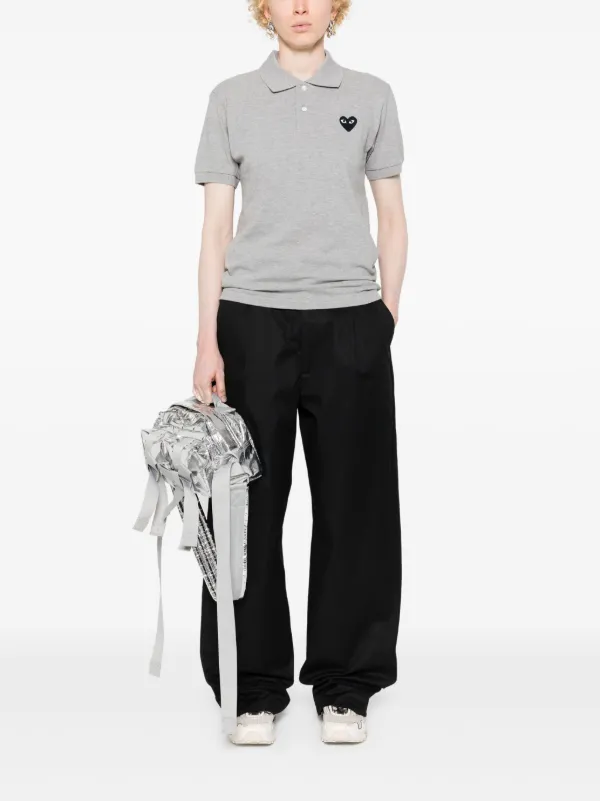 Comme Des Garçons Play Heart-patch Piqué Polo Shirt | Grey Comme Des Garçons Play Heart-patch Piqué Polo Shirt | Grey