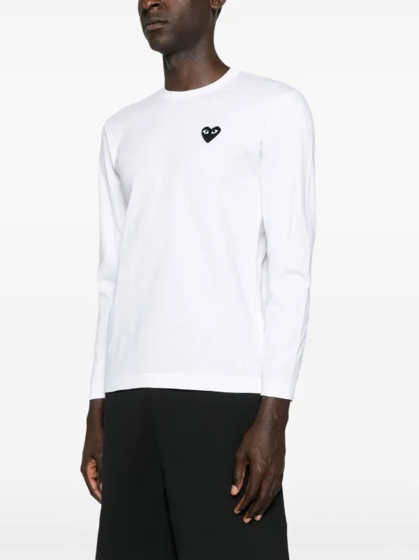 Comme Des Garçons Play Camiseta De Algodão Com Patch De Coração