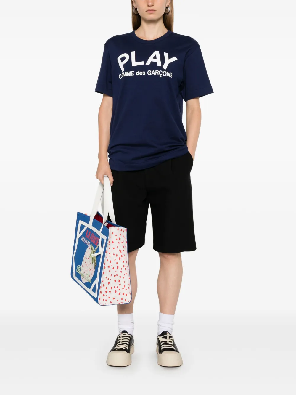 Comme Des Garçons Play T-shirt met logoprint Blauw