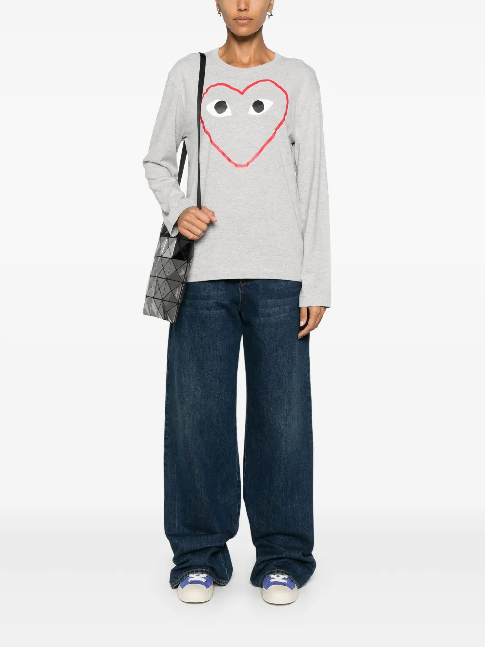 Comme Des Garçons Play Outline hartprinten T-shirt Grijs