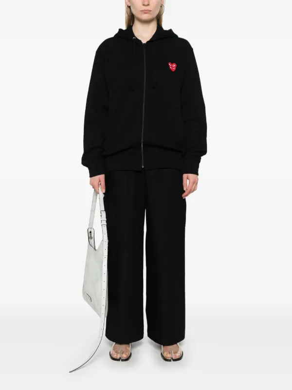 パーカー・フーディ Comme Des Garcons Zipped Hoodie With Black Double-Heart CDG Zip Up Double Heart Hoodie - Comme des Garcons