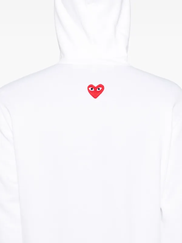 Comme Des Garçons Play Signature heart-patch Hoodie | White | FARFETCH