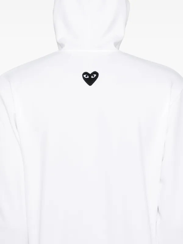 Comme Des Garçons Play Signature heart-patch Hoodie | White | FARFETCH