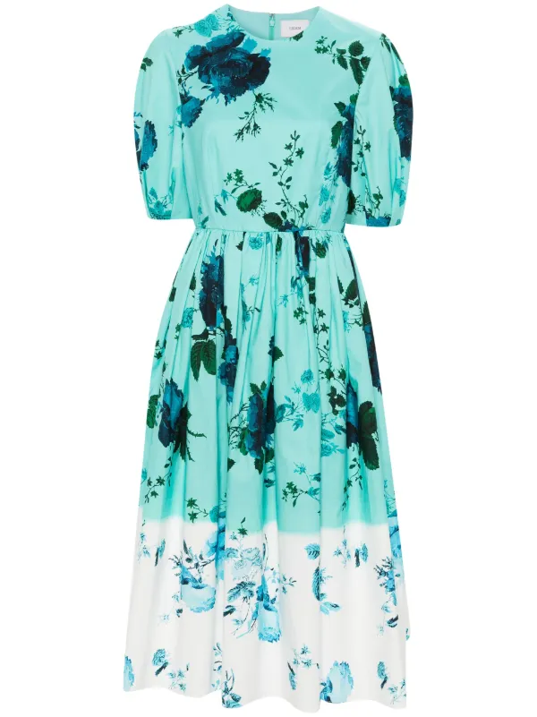 ERDEM floral print Midi Dress Blue FARFETCH AE