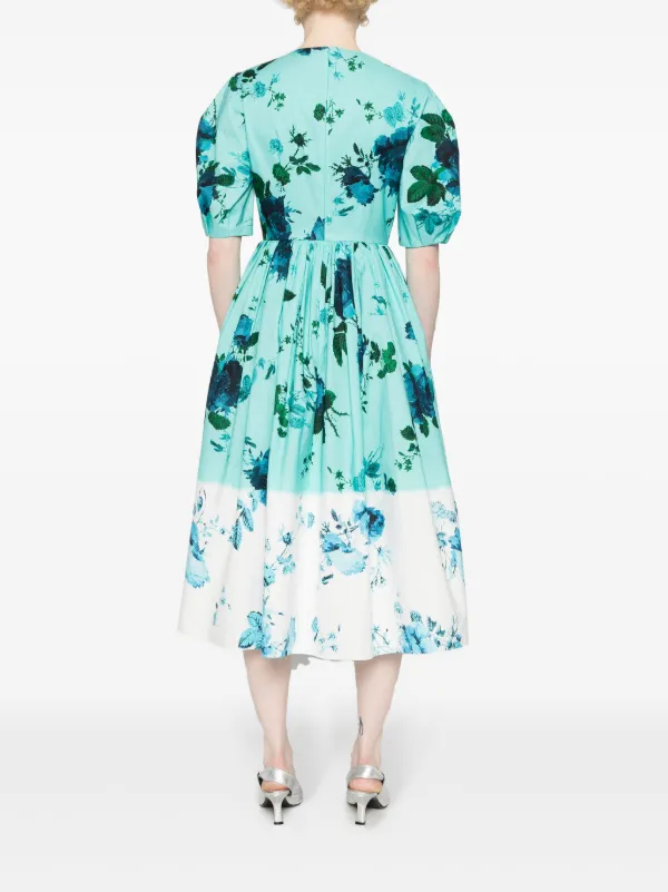 ERDEM floral print Midi Dress Blue FARFETCH AE