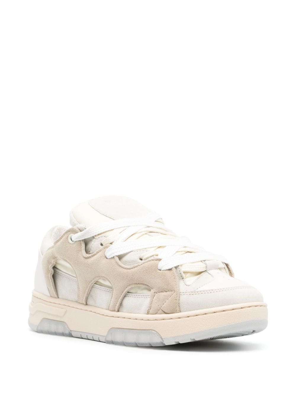 Shop Santha Panelled Padded Leather Sneakers In Neutrals