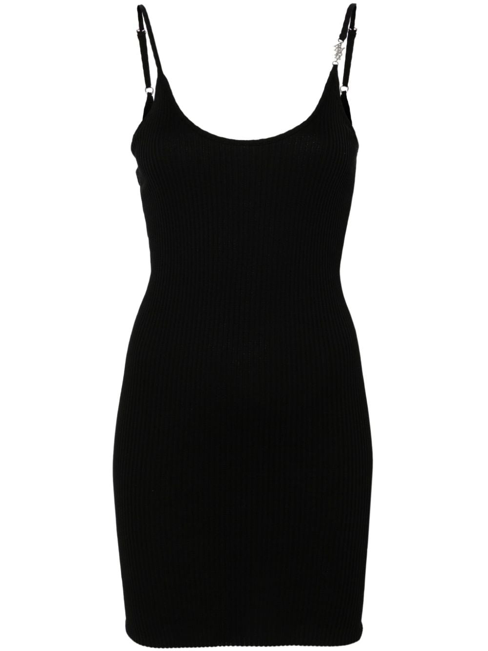 Shop Amiri Vertical Ribbed Minidress In Black