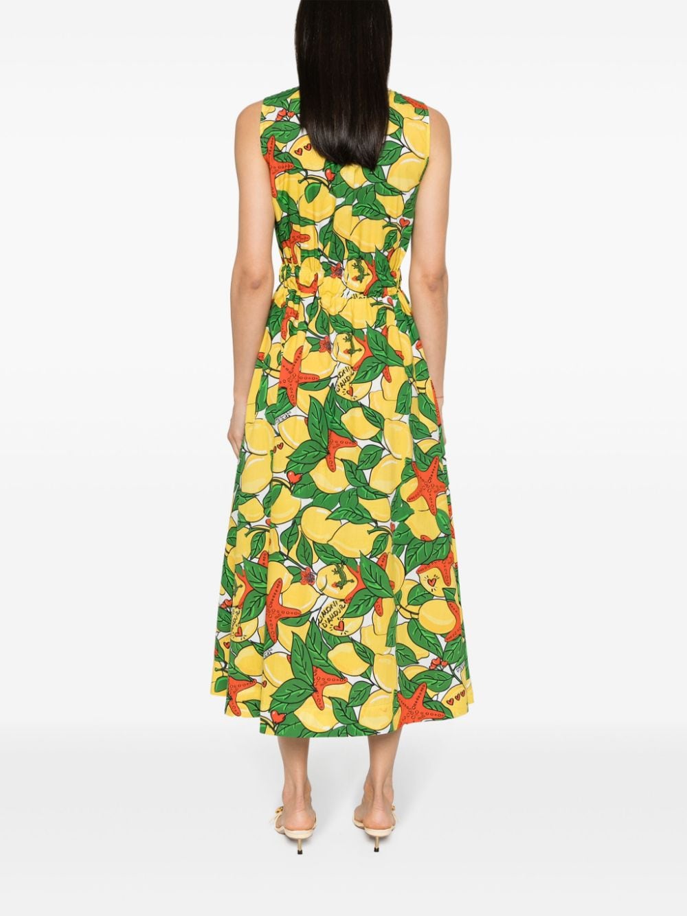 Shop Alessandro Enriquez Mix-print Sleeveless Dress In Yellow