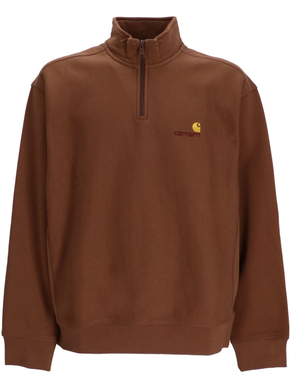 Carhartt American Script Half-zip Sweatshirt In Brown