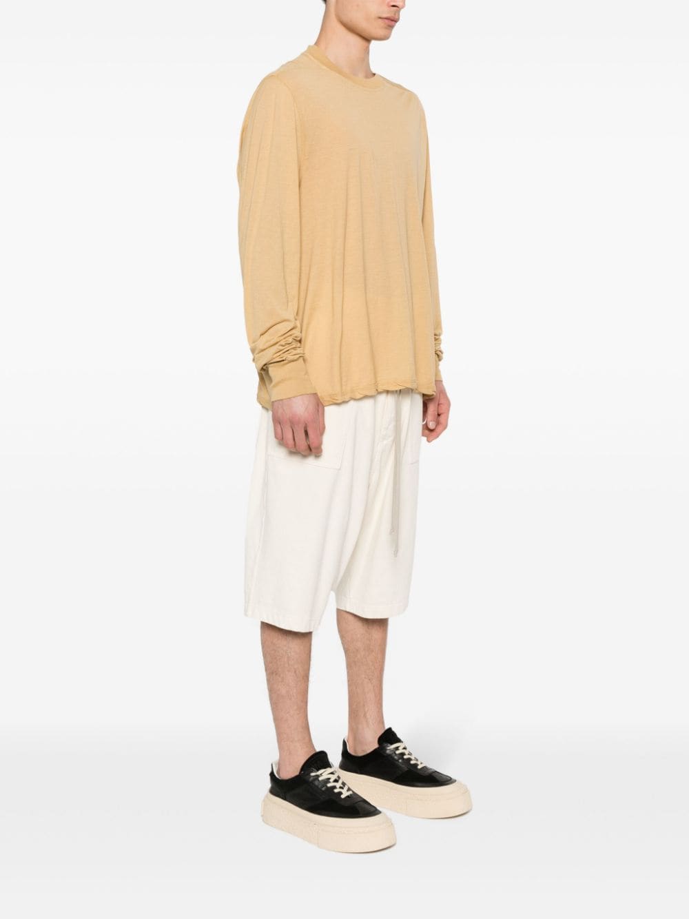 Shop Rick Owens Drkshdw Long Sleeve Cotton T-shirt In Yellow
