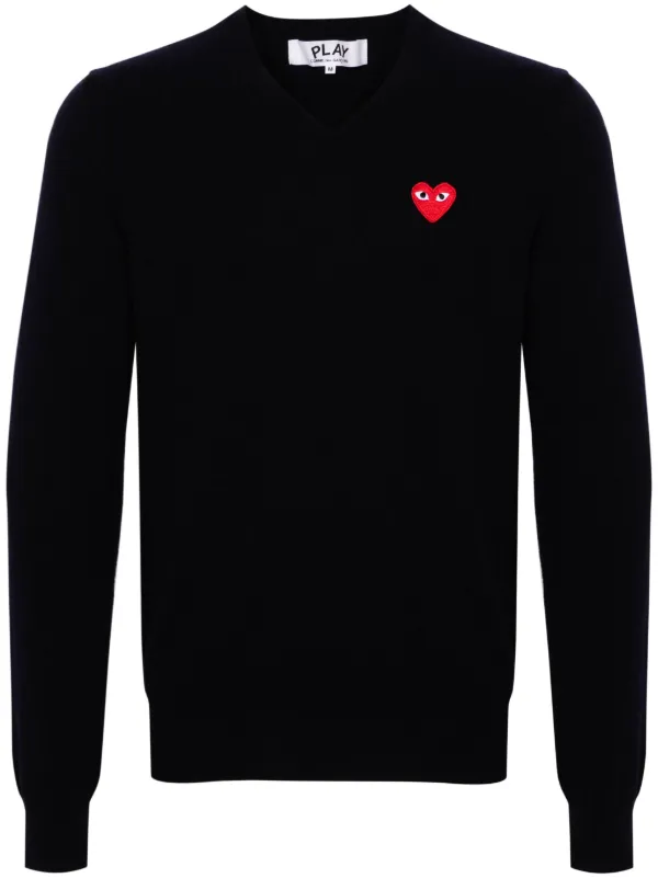 Comme Des Garçons Play heart-patch Wool Jumper Blue
