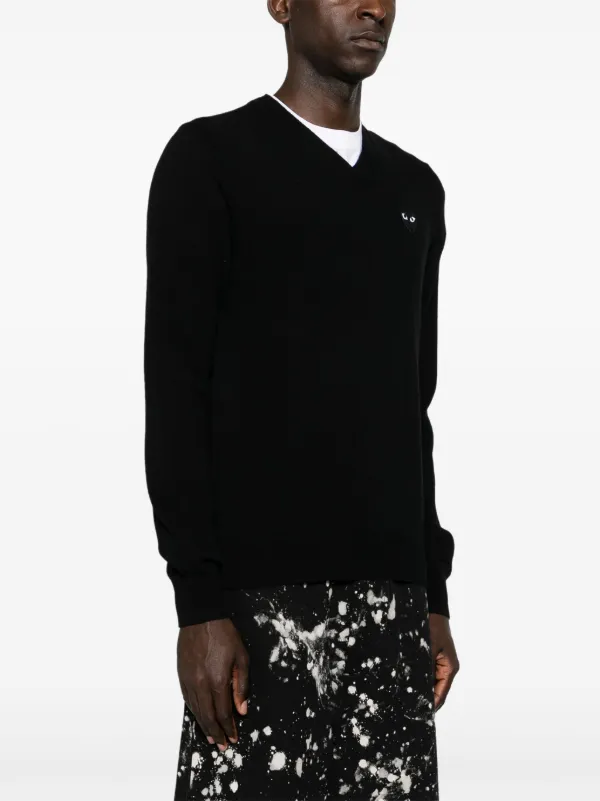 Comme Des Garçons Play heart-patch Wool Jumper | Black | FARFETCH