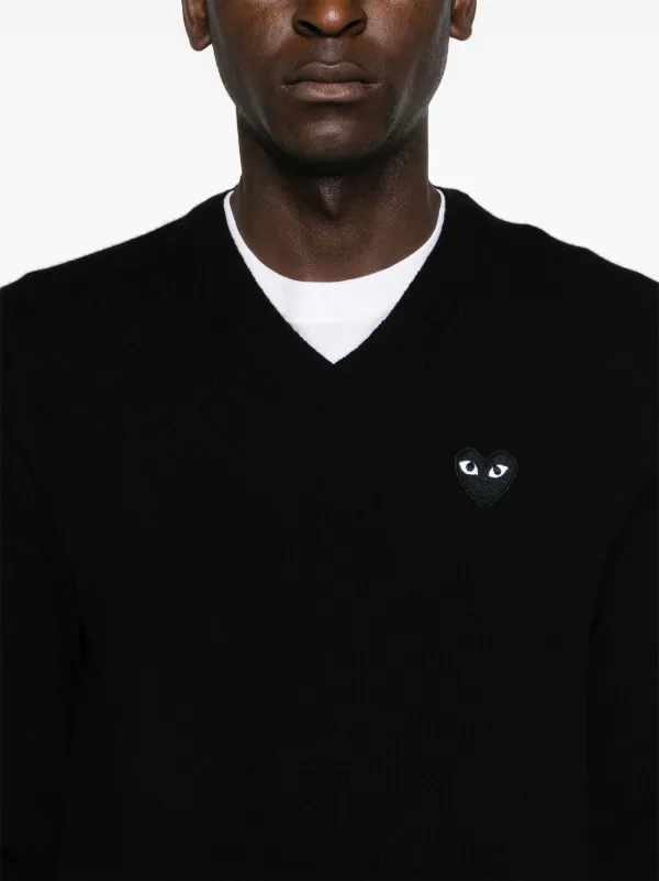 Comme Des Garçons Play heart-patch Wool Jumper | Black | FARFETCH