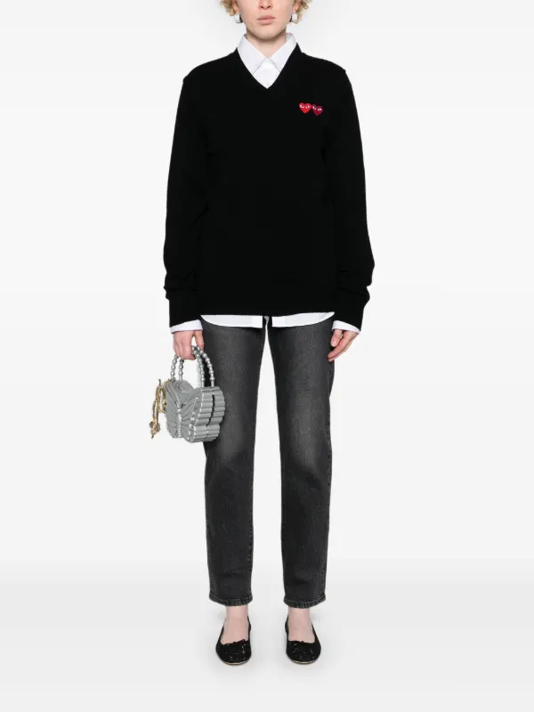 Comme Des Garçons Play ハートパッチ セーター | ブラック | FARFETCH JP