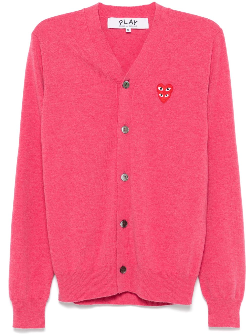 Comme Des Garçons Play V-neck double heart-patch cardigan