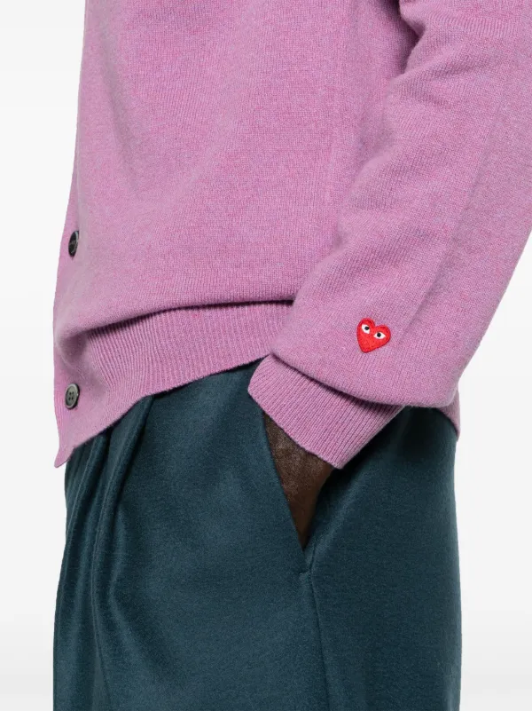 Comme Des Garçons Play V-neck Wool Cardigan | Purple | FARFETCH