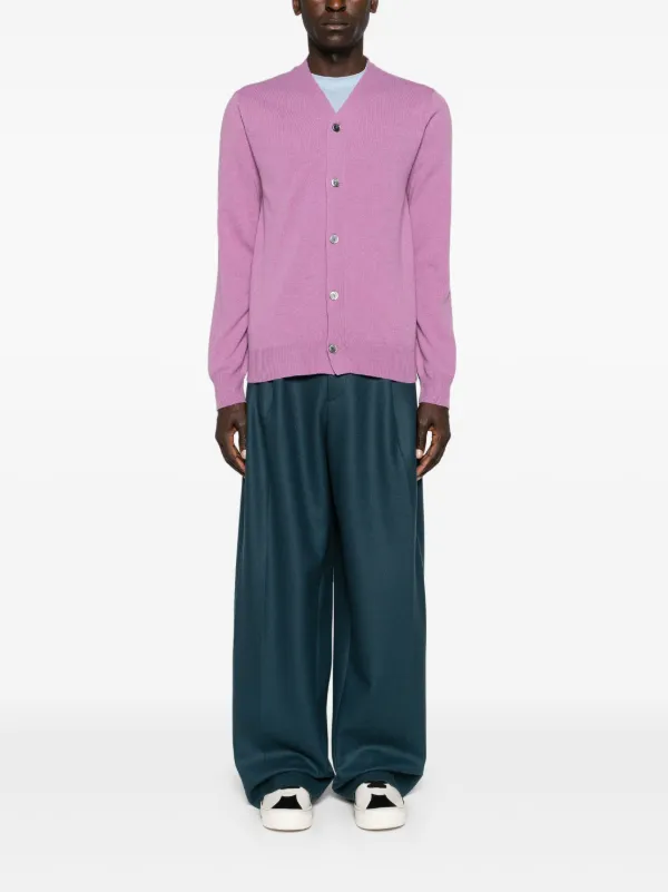 新品未使用 PLAYCOMMEdesGARCONS KNIT CARDIGAN Comme Des Garçons Play V-neck Wool Cardigan | Purple | FARFETCH