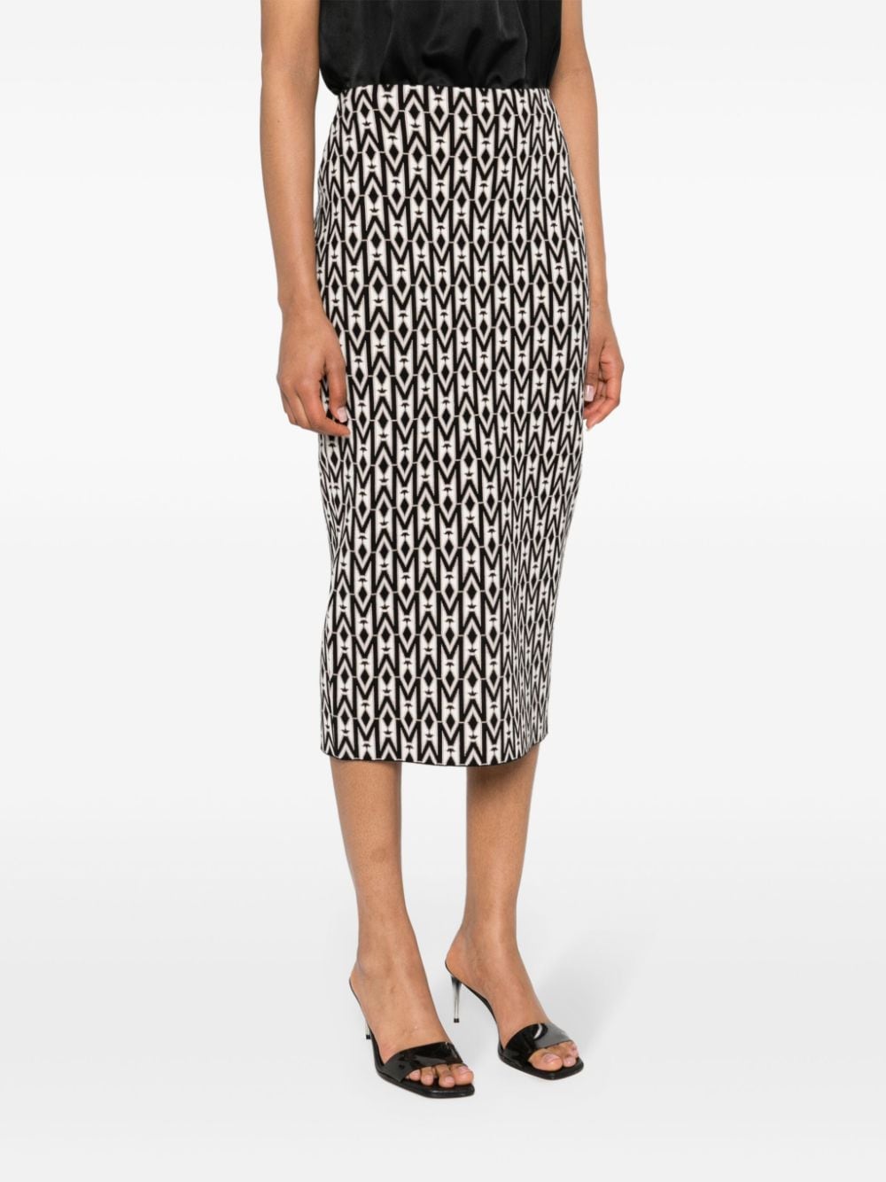Shop Mackage Geometric-pattern Knitted Skirt In Black