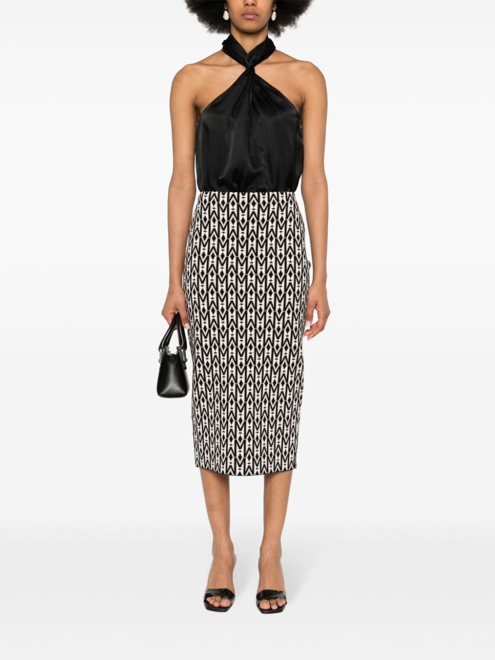 Mackage geometric-pattern knitted skirt - Zwart