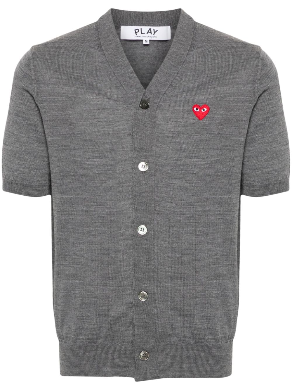 Shop Comme Des Garçons Play Heart-patch Wool Cardigan In 灰色