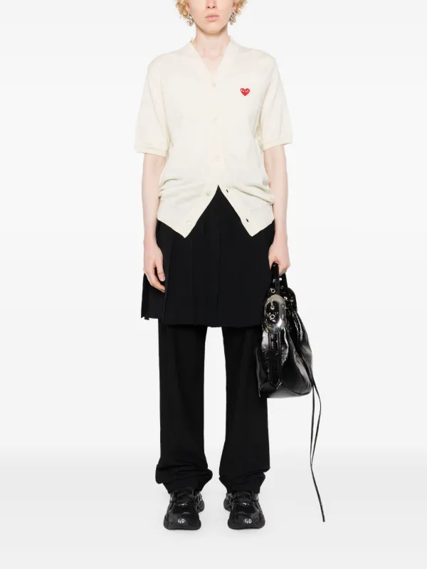 Comme Des Garçons Play heart-patch Wool Cardigan White FARFETCH IN