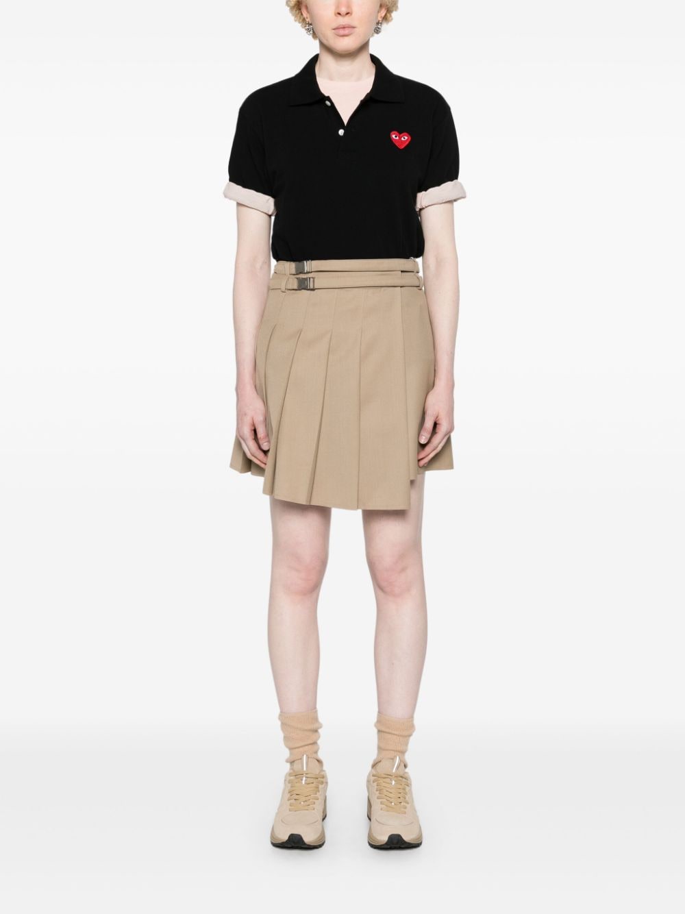 Shop Comme Des Garçons Play Heart-patch Piqué Polo Shirt In 黑色