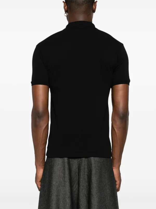 Comme Des Garçons heart-patch Piqué Polo Shirt | Black