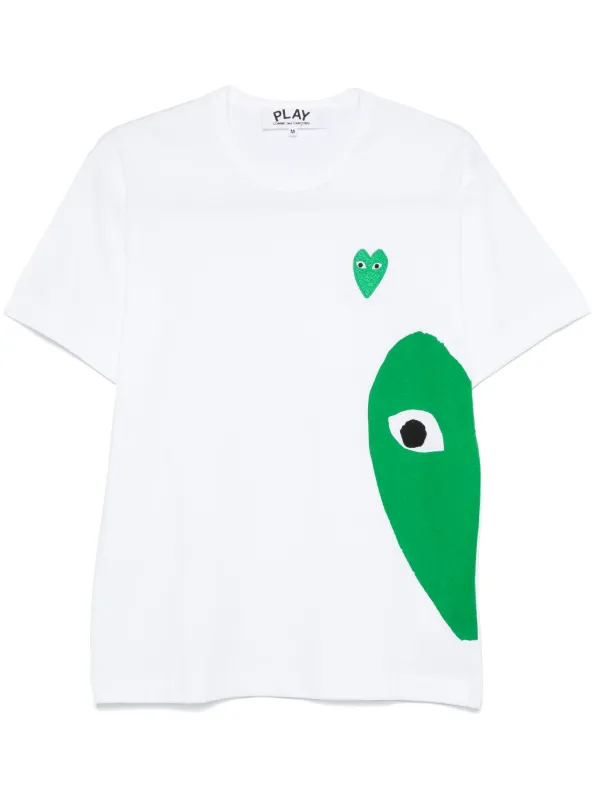 【Comme des Garcons PLAY】Heart T-Shirt Comme des Garcons Play Red Emblem Heart T-shirt White/Blue - US