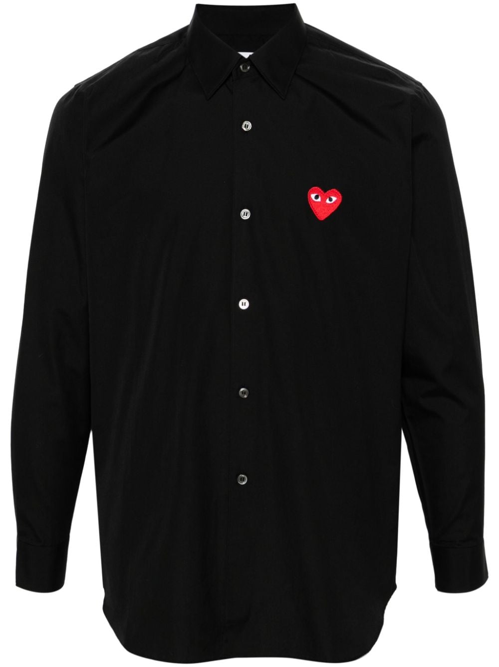 Shop Comme Des Garçons Play Heart-patch Poplin Shirt In 黑色