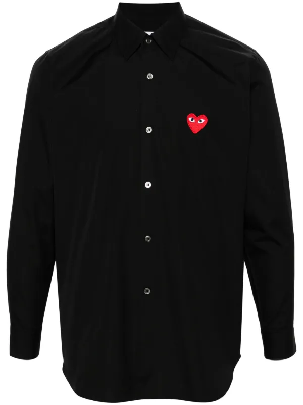 Play Comme des GARCON heart patch Poplin Shirt Black