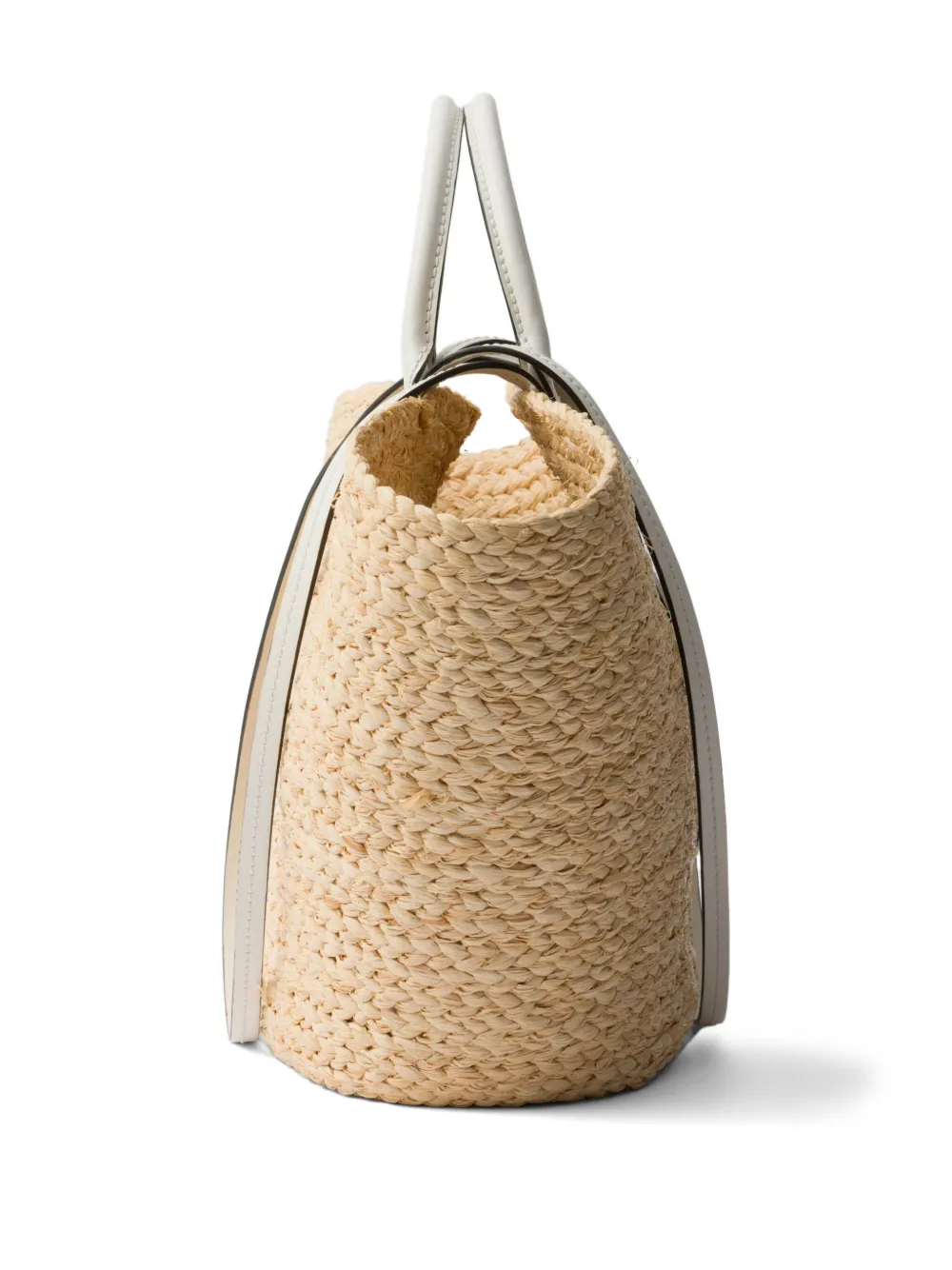 Shop Prada Logo-appliqué Interwoven-design Tote Bag In Nude