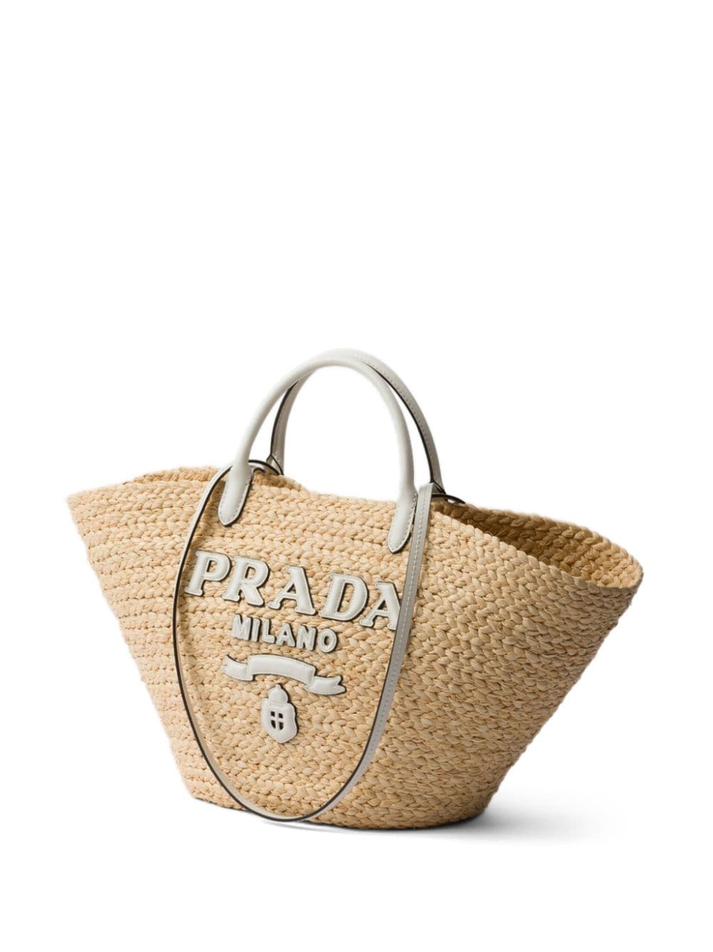 Shop Prada Logo-appliqué Interwoven-design Tote Bag In Nude