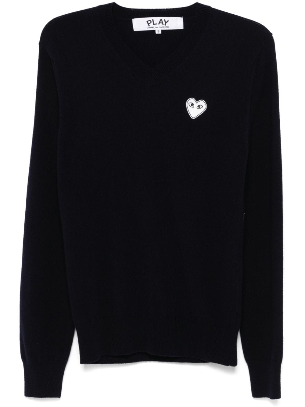 Shop Comme Des Garçons Play Heart-embroidered Sweater In Blue