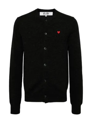 Comme Des Garçons Play Embroidered Logo Cardigan | Blue | FARFETCH